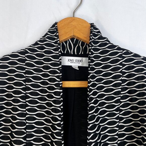 Jones Studio Textured Geometric Pattern Open Front Jacket Cardigan Size XL - Picture 3 of 10